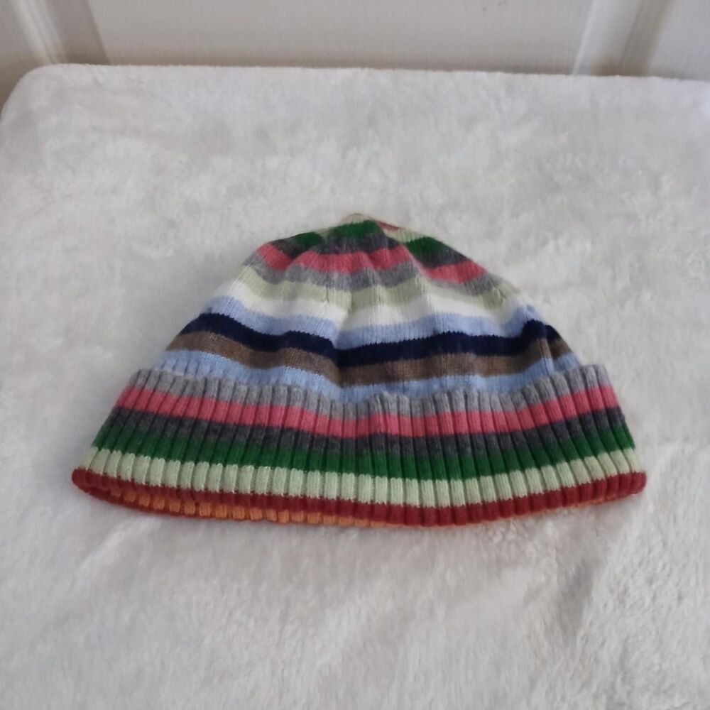 Y2K Gap Multicolor Striped Cotton Angora Blend Beanie One Size Retro Stripes
